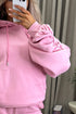 Lizzy Pink Ruched Detail Hoodie and Joggers Tracksuit