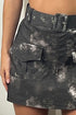 Dina Grey Tie Dye Belted High Waisted Cargo Skort