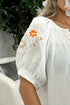 Rachey White and Orange Embroidered Button Up Shirt
