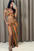 Renie Orange Crochet Knit Crop Top and Maxi Skirt Co-Ord Set