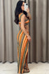 Renie Orange Crochet Knit Crop Top and Maxi Skirt Co-Ord Set
