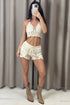 Demee Beige Crochet Bralet and Shorts Co-Ord Set