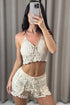 Demee Beige Crochet Bralet and Shorts Co-Ord Set