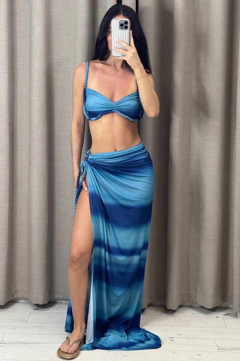 Kammie Blue Ombre Braided Bralet and Maxi Skirt Co-Ord