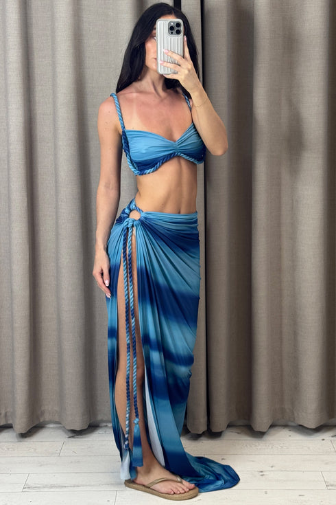 Kammie Blue Ombre Braided Bralet and Maxi Skirt Co-Ord