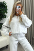 Emellie Grey Seam Front Zip Up Bomber Jacket and Joggers Tracksuit Set