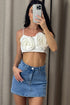 Alessia White Flower Bust Strappy Crop Top