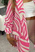 Ariella Pink Zebra Print Ruched Sleeve Oversized Blazer