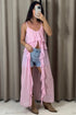 Kianne Baby Pink Chiffon Ruffle Drape Longline Top