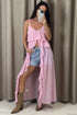 Kianne Baby Pink Chiffon Ruffle Drape Longline Top