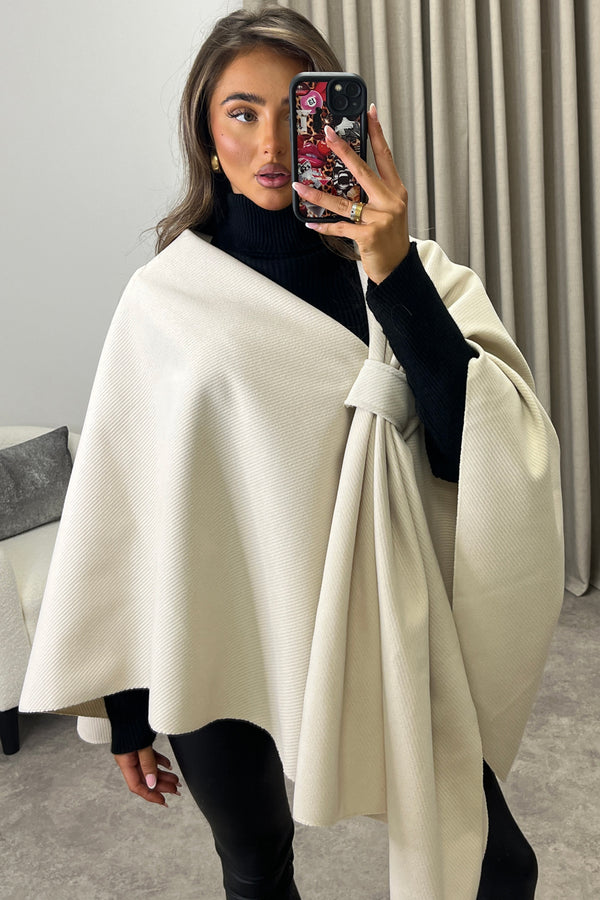 Natalia Beige Wrap Style Cape