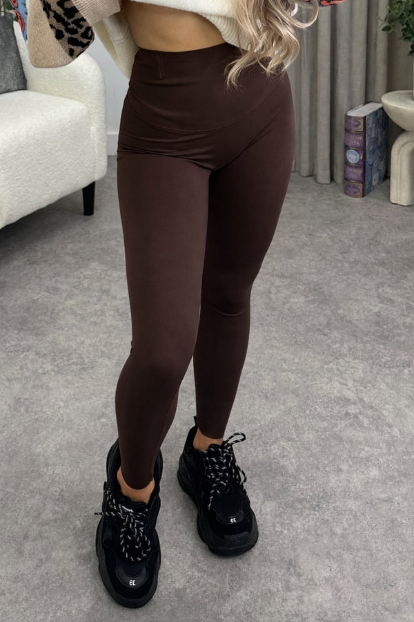 Brooklyn Chocolate Energy High Waisted Seamless Sculpting Gym Leggings