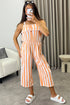 Esmme Orange Stripe Print Frill Detail Culotte Jumpsuit