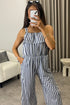 Esmme Grey Stripe Print Frill Detail Culotte Jumpsuit