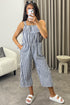 Esmme Grey Stripe Print Frill Detail Culotte Jumpsuit