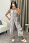 Esmme Beige Stripe Print Frill Detail Culotte Jumpsuit