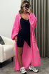 Rudy Hot Pink Balloon Sleeve Maxi Knitted Cardigan