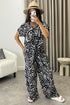 Elarie Black and Beige Zebra Print Tie Front Shirt and Trousers Co-Ord Set