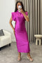 Naomhi Purple High Neck Draped Sleeve Slinky Maxi Dress