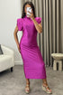 Naomhi Purple High Neck Draped Sleeve Slinky Maxi Dress