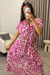Ginny Pink Multi Leopard Print Plunge Belted Maxi Dress