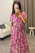 Ginny Pink Multi Leopard Print Plunge Belted Maxi Dress