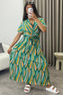 Gwyn Green Multi Stripe Print Plunge Belted Maxi Dress