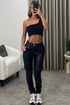 Neve Black Faux Leather PU Skinny Cargo Trousers