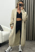 Rudy Beige Balloon Sleeve Maxi Knitted Cardigan
