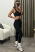 Madelyn Black Ribbed Cropped Bralet and Leggings Gym Set