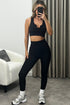 Madelyn Black Ribbed Cropped Bralet and Leggings Gym Set