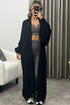 Rudy Black Balloon Sleeve Maxi Knitted Cardigan