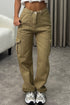Marilyn Dark Beige Double Pocket Wide Leg Cargo Denim Jeans