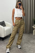 Marilyn Dark Beige Double Pocket Wide Leg Cargo Denim Jeans
