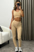 Tiana Beige Waffle Textured Zip Up 3 Piece Gym Set