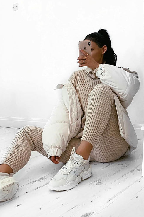 Juniper Stone Oversized Roll Neck Knitted Co-Ord