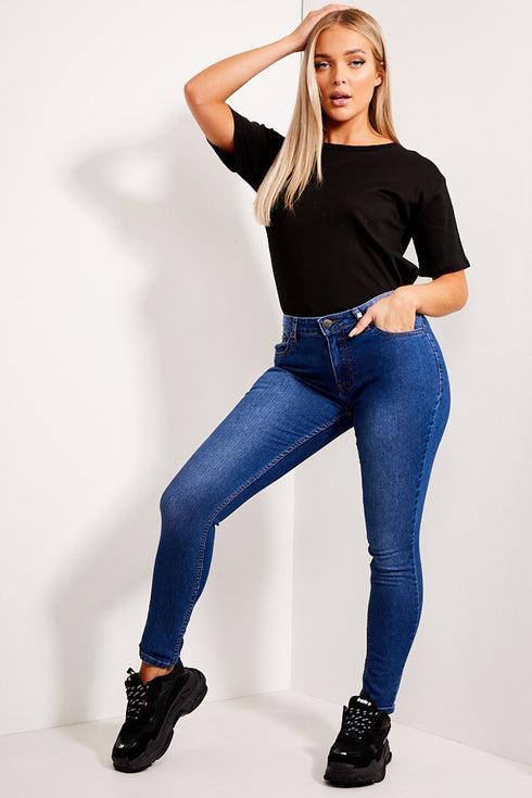 Dark Blue High Waisted Skinny Jeans