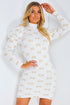 White Knit CC Print Dress