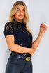 Black Sheer Floral Lace Top