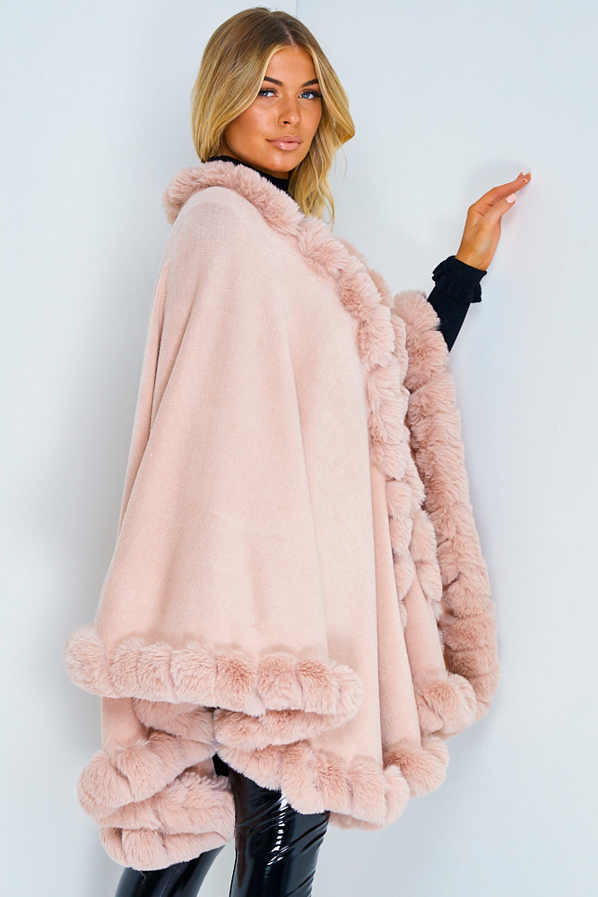 Blush Pink Faux Fur Cape LASULA