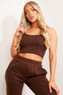 Gabriella Chocolate Brown Ribbed Vest Crop Top