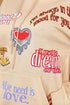 Farrah Beige All We Need Is Love Slogan Oversized Hoodie