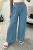 Tanya Baby Blue Plisse High Waisted Drawstring Wide Leg Trousers