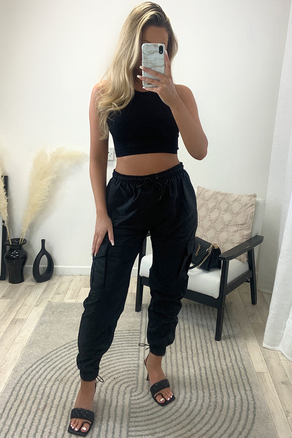 Roxy Black Shell Pocket Cargo Trousers