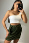 Eliana Khaki Contrast Stitch Utility Cargo Mini Skirt