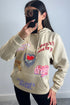 Farrah Beige All We Need Is Love Slogan Oversized Hoodie
