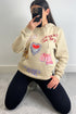 Farrah Beige All We Need Is Love Slogan Oversized Hoodie