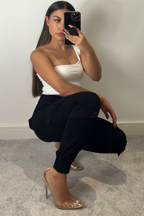 Liberty Black Pocket Detail Skinny Cargo Trousers