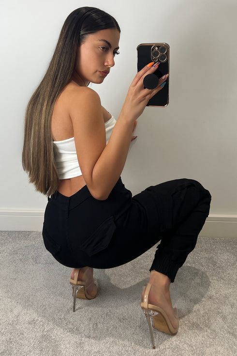 Liberty Black Pocket Detail Skinny Cargo Trousers