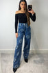 Jianna Blue Smiley Face Printed High Waisted Denim Jeans